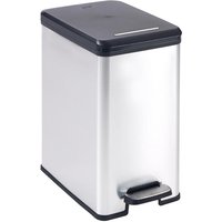 DECO SLIM BIN Abfalleimer 25L mit Fußpedal silber metallic von Curver