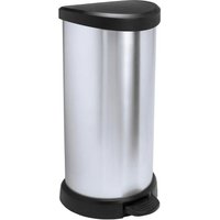 Curver DECOBIN Abfalleimer 40L mit Fußpedal silber metallic von Curver