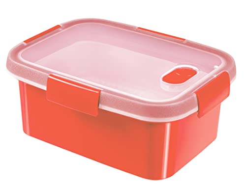 Curver | Dampfgarer Smart Mikrowelle Rect 1,2 l Eco, transparent/rot, 100% recyceltes Material, 20,3 x 15,4 x 8,8 cm von Curver