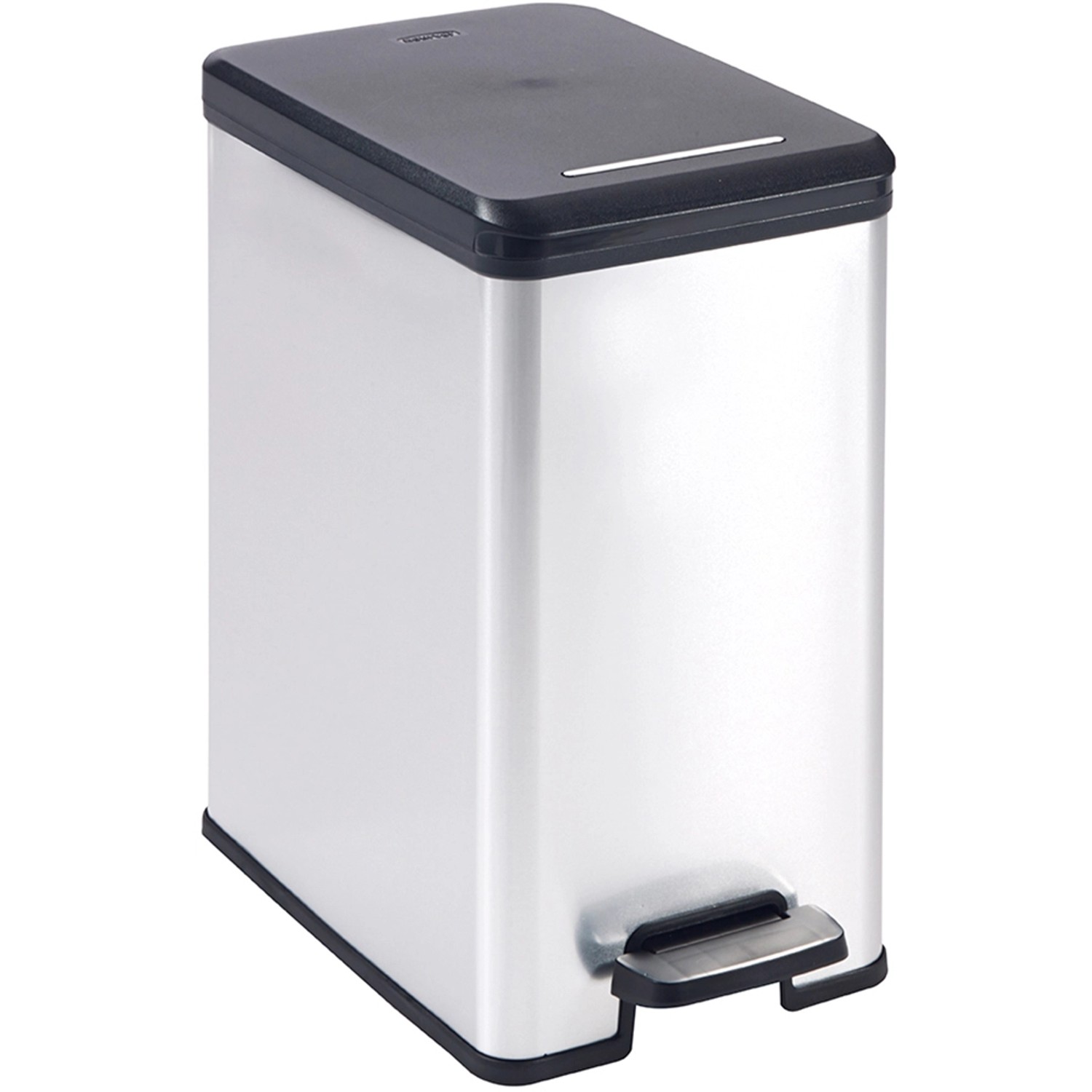 Curver Deco Slim Bin Mülleimer 25 l mit Fußpedal Silber metallic von Curver