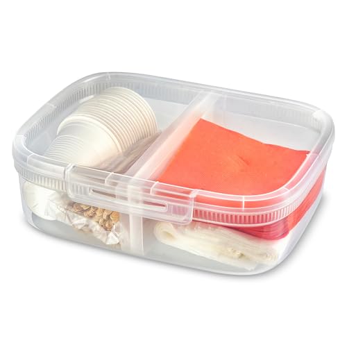 Curver Frischhaltedose mit Klickverschluss 3,3 L Snap Box Lunchbox mit Trennwand Kunststoff eckig Mikrowelle Spülmaschine Kühlschrank stapelbar von Curver
