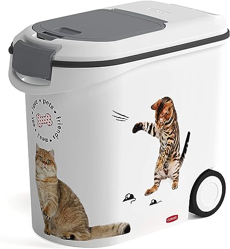 Curver Futter-Container 12kg I 35L, weiß/grau/Love Pets Katzen, 49,3 x 27,8 x 42,5 cm, 241094 von Curver