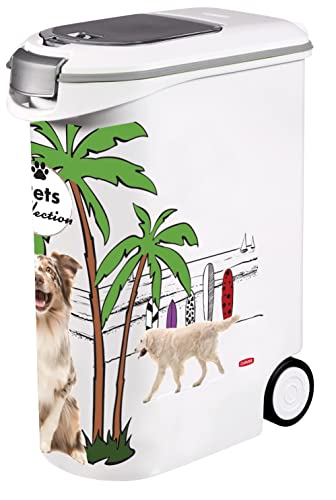 Curver Futterbehälter für Hunde – 20 kg/54 l – Pets Collection – große luftdichte Aufbewahrung gegen Gerüche für Hundefutter – Behälter mit Rollen – 28 x 49 x 61 cm von Keter
