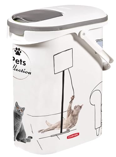 Curver Futterbehälter für Katzen – 10 l/4 kg – Pets Collection – luftdichte Aufbewahrung gegen Gerüche für Katzenfutter – 19 x 30 x 35 cm von Curver