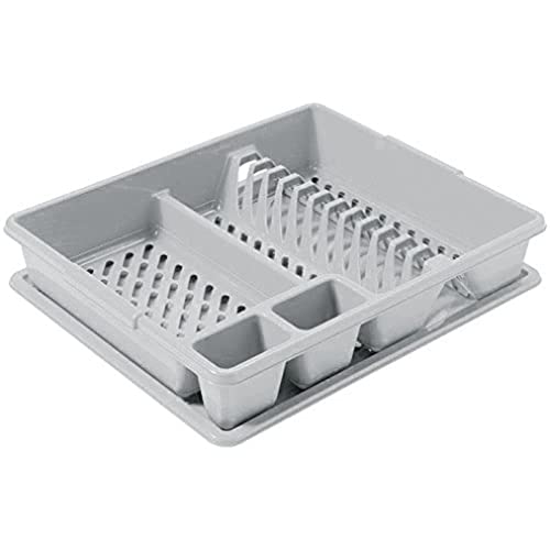 Curver Geschirrkorb mit Tray in Hellgrau, Polypropylen, 45 x 38 x 8,8 cm von Curver