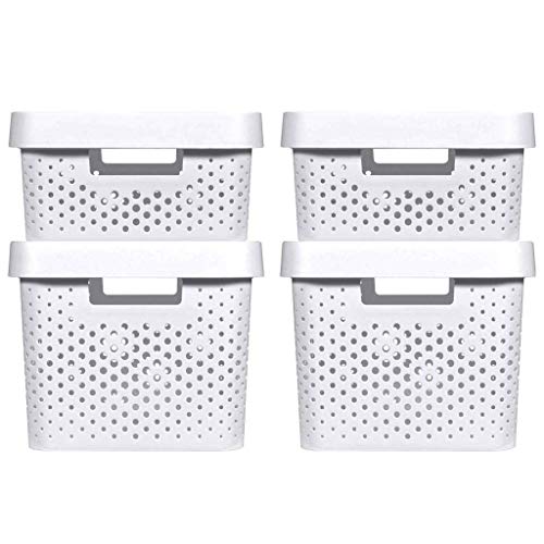 CURVER INFINITY RECYCLING Boxen mit Lochmuster 2x (11L+17L) und Deckel, weiß, Aufbewahrungsboxen von Curver