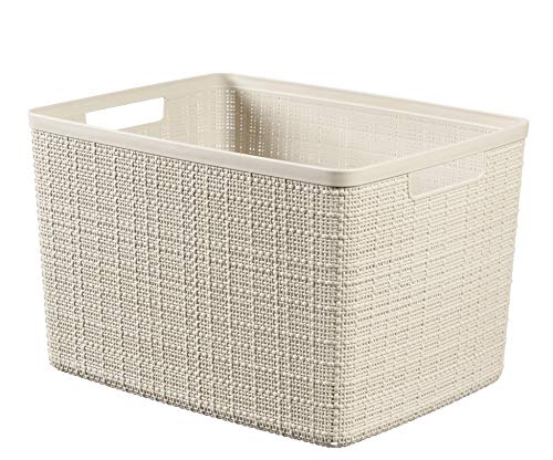 Curver Korb Jute 100% Kunststoff Recycelt Rechteckig, Weiß Rot, L: 20 l von Curver