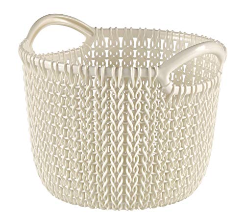 Curver Juliet Korb Knit rund 3l in weiß, Kunststoff, 20.5 x 19.5 x 16 cm von Curver