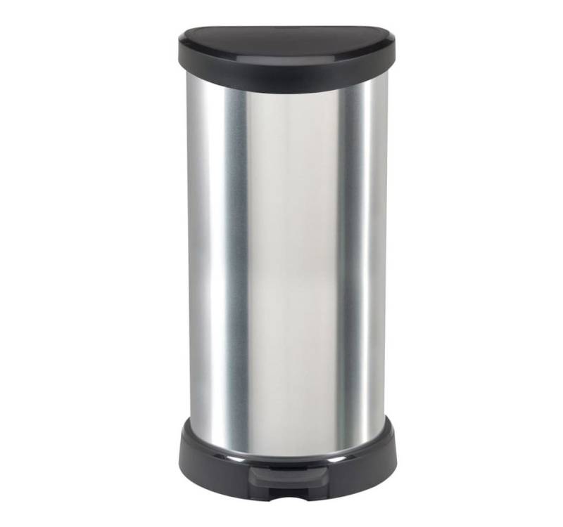Curver Mülleimer Tretmülleimer Deco D-Form 40L Silbern von Curver