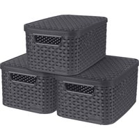 Curver Organizer "Style", (Set, 3 St.), Aufbewahrungsbox, mit Deckel anthrazit, 3 x 7 Liter von Curver