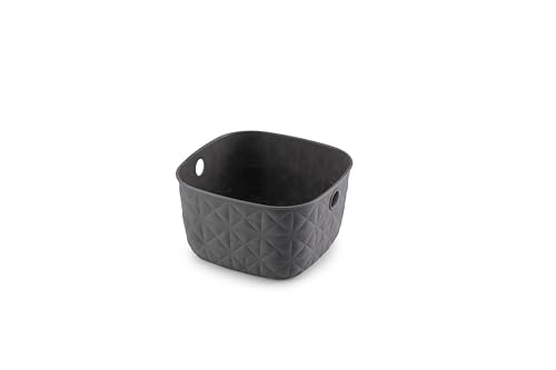 CURVER Aufbewahrungskorb Softex 3L – Elegantes Design – leicht, stapelbar und praktisch – 100% recycelt – 19 x 19 x 11 cm – Grau von Curver
