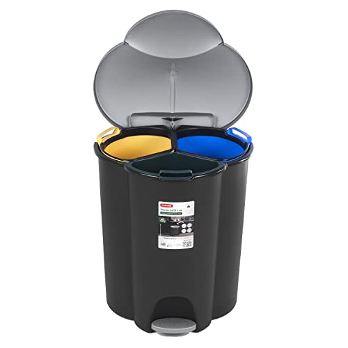 Curver Trio V2 Abfalleimer 40L Treteimer Müllsortierung 3 Fächer Mülltrennsystem Abfalltrennsystem 3-Fach Inneneimer aus Kunststoff Curver Trio V2 Abfalleimer 40L Treteimer Müllsortierung 3 Fächer Mülltrennsystem Abfalltrennsystem 3-Fach Inneneimer aus Kunststoff von Curver
