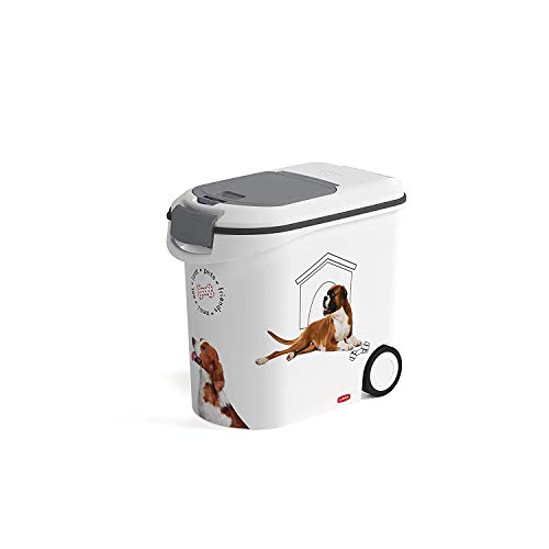 Curver 241095 Futter-Container 12kg I 35L, weiß/grau/Love Pets Hunde, 49,3 x 27,8 x 42,5 cm von Curver