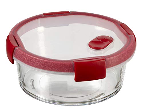 Keter Cook Glasbehälter, transparent / rot, 16 x 16 x 7 cm, 1 Packung mit 4 Stück von Curver