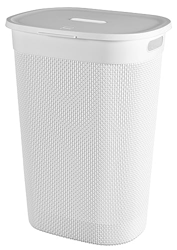 Keter Curver Wäschebehälter für Badezimmer, Weiß, Fassungsvermögen 55 Liter, 70% recycelt, 45 x 35 x 61 cm von Curver