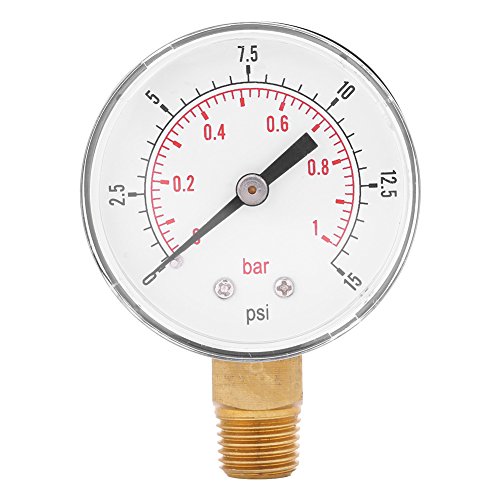 Druckanzeige, 0-15 PSI Niederdruck-Manometer, 5,1 cm (2 Zoll), doppelte Druckanzeige, 1/4 Zoll, BSPT-Gewinde für Kraftstoff-Luftkompressor, Wassergas-Öl von Cusco
