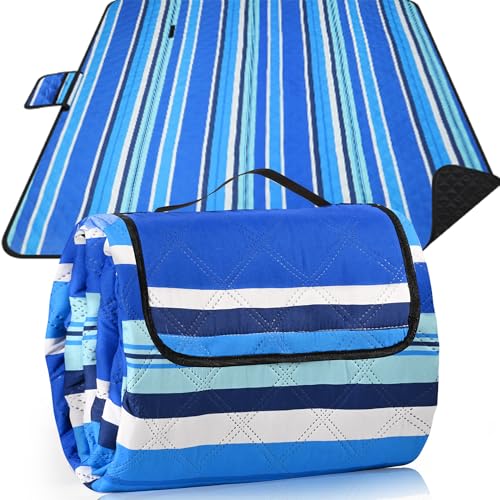 Picknickdecke Wasserdicht 200x200cm, Outdoor Picnic Blanket Stranddecke mit Baumwolle, Sandfrei Waschbar Strandmatte Campingdecke,Faltbare Wanderdecke, Piknik Decke Isoliert für Strand,Camping von CushSunr