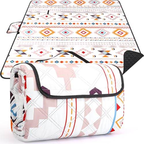 Picknickdecke Wasserdicht Boho 200x200cm,XXL Outdoor Picknick Decke Picknickdecken Groß Stranddecke mit Baumwolle, Sandfrei Waschbar Strandmatte Campingdecke,Faltbare Wanderdecke für Picknick, Strand von CushSunr