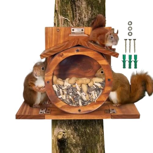 Cushangty Eichhörnchen Futterstation Aus Holz Für Den Außenbereich | Eichhörnchen Futterautomat mit Belüftungslöchern - Wetterfeste Aufbewahrungsbox für Nüsse Maiskolben Heu für Chipmunk Baum Garten Cushangty Eichhörnchen Futterstation Aus Holz Für Den Außenbereich | Eichhörnchen Futterautomat mit Belüftungslöchern - Wetterfeste Aufbewahrungsbox für Nüsse Maiskolben Heu für Chipmunk Baum Garten von Cushangty