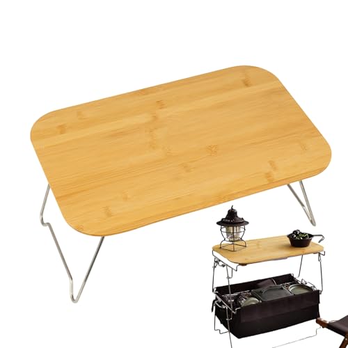 Cushangty Klappbarer Camping-Tisch | Holz Bett Schreibtisch | Leicht Tragbarer Picknicktisch Für Grill Garten Camping Reisen von Cushangty