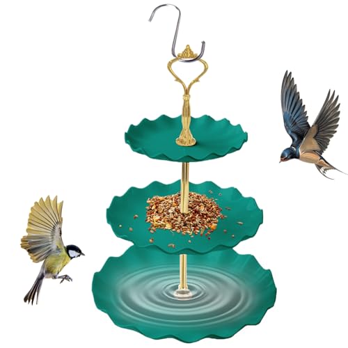 Cushangty Outdoor Vogel Futterstelle - 3-Ebenen Vogeltränkenschale Für Draußen | Futternäpfe Für Papageien Aras Spatzen Wellensittiche Sittiche von Cushangty