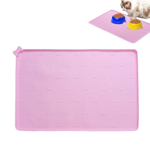 Cushangty Wassernapf Unterlage | Katzenplatzmatte - Silikon Auslaufsichere Schnelltrocknende Zusammenfaltbare Nicht Rutschende Fressmatte Für Hunde Und Katzen 60X40 cm von Cushangty