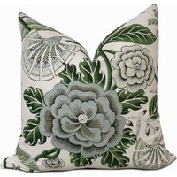 Thibaut Cleo Anna French Savoc Collection Kissenbezug Grün Und Weiß Doppelseitig von CushiDesignsCo