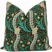 William Morris &co - Ben Pentreath Daffodil Dark Olive Queen Square Fabric Collection Kissenbezug Doppelseitig von CushiDesignsCo