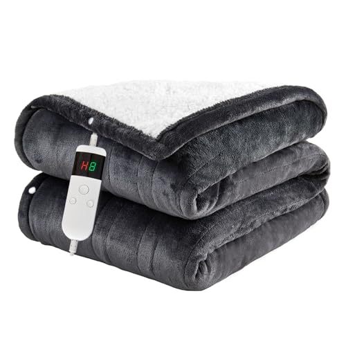 Cushious Heizdecke Mit Abschaltautomatik 130x180CM, 10 Heizstufen Up-to-8 Stunden Auto-Off-Timer Überhitzungsschutz, Maschinenwaschbar,Wärmedecke Gelten Für Kalte Nächte Geeignet von Cushious