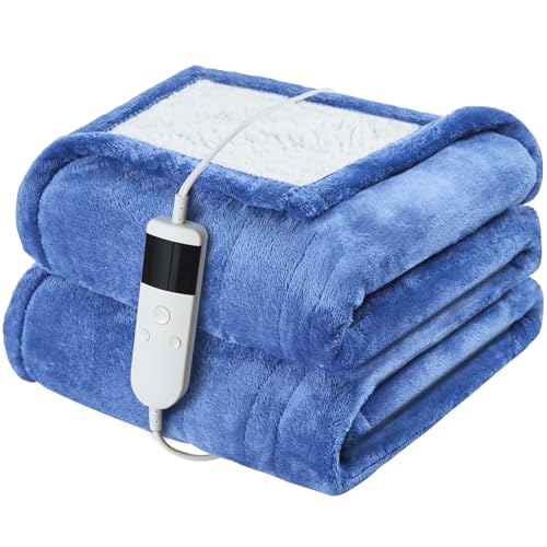 Cushious Heizdecke Mit Abschaltautomatik 130x180CM, 10 Heizstufen Up-to-8 Stunden Auto-Off-Timer Überhitzungsschutz, Maschinenwaschbar,Wärmedecke Gelten Für Kalte Nächte Geeignet von Cushious