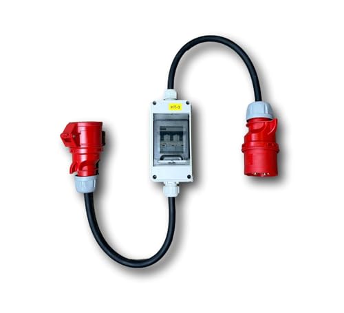 CEE Adapter 32A Stecker auf 16A Kupplung | IP65 Gehäuse mit Deckel | C16A Leitungsschutz | Aufputz, verdrahtet CEE Adapter 32A Stecker auf 16A Kupplung | IP65 Gehäuse mit Deckel | C16A Leitungsschutz | Aufputz, verdrahtet von CusoTec
