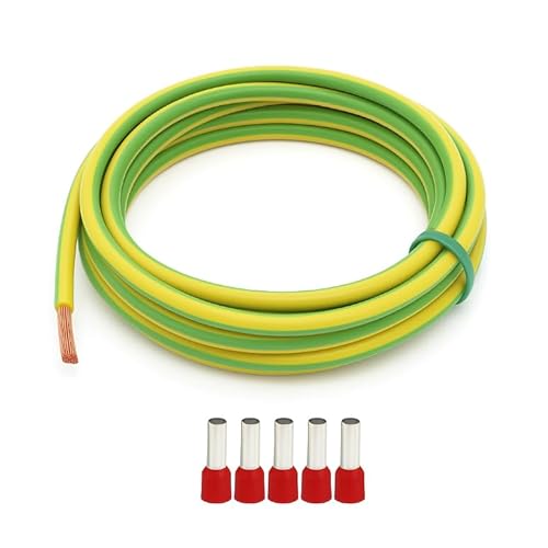CusoTec 10mm² Verdrahtungsleitung grüngelb Erdungsleitung 5-25m mit Aderendhülsen H07V-K flexibel Aderleitung Einzelader 25m (15 Meter) von CusoTec