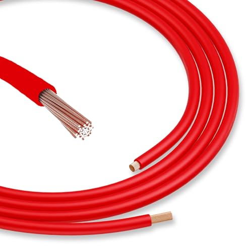 CusoTec 2 Meter H07V-K 16 mm² schwarz oder rot I Verdrahtungsleitung Aderleitung flexibel I Litze 16mm2 I Einzelader feindrätig I Zählerschrank I Kabel eindrähtig für Schaltschrank Boot (Rot) von CusoTec