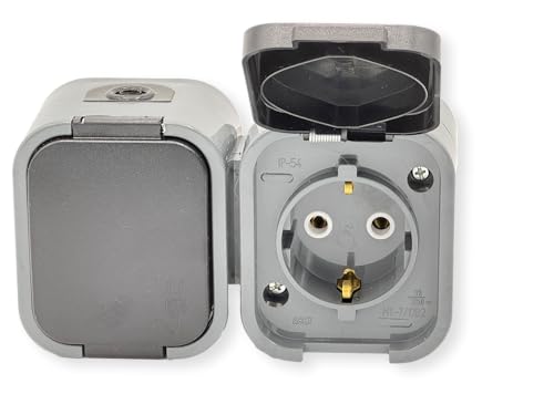 CusoTec Aufputz Feuchtraum Steckdose Schalter Kombinationen mit Deckel IP54 Robust (2-Fach Steckdose) von CusoTec