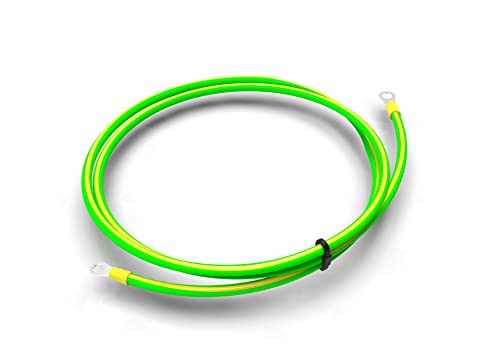 CusoTec Erdungsleitung Erdungskabel Grün Gelb 6mm² Ringkabelschuh isoliert mit Öse Erdung Serverschrank Netzwerkschrank Patchfeld (200cm) von CusoTec