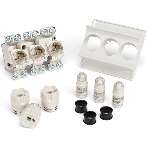 CusoTec Neozed Sicherungssockel D02 Set mit Schraubkappen Sicherungen und Passhülsen 16A/20A/25A/35A/50A/63A (35 Ampere) von CusoTec