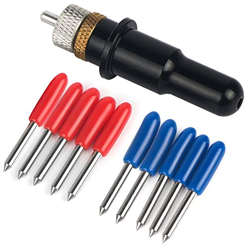 1 x Messerhalter, Schwarz, Farbe + 5 Stück 45 + 5 Stück 60 Grad Verfeinern Rabbit Redsail Cutter Plotter Schneidklingen von Cusstally
