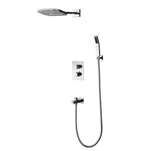 4-Funktions-Regendusche mit Thermostat, 200 x 250 mm Zwei-Funktions-Wasserfall-Top-Spray, polierter Chrom-Wasserhahn aus massivem Messing, Badezimmer-Duschset, Kombi-Set mit Handbrause Badezimmer-Hard 4-Funktions-Regendusche mit Thermostat, 200 x 250 mm Zwei-Funktions-Wasserfall-Top-Spray, polierter Chrom-Wasserhahn aus massivem Messing, Badezimmer-Duschset, Kombi-Set mit Handbrause Badezimmer-Hard von Cusstally