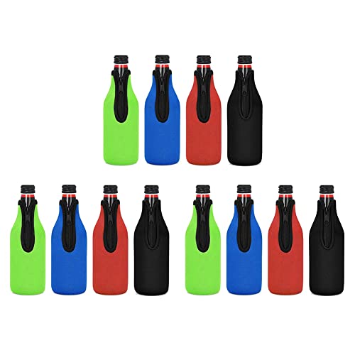 Cusstally 12 isolierte Manschetten für Bierflaschen, um das Getränk kühl zu halten, Jacken mit Reißverschluss von Cusstally