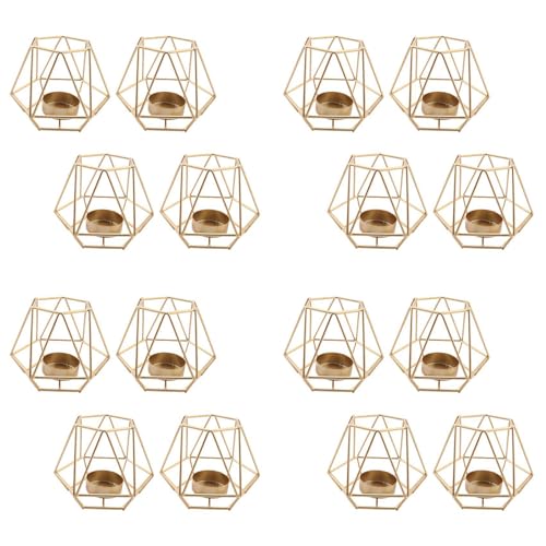 Cusstally 16 x Votivkerzenhalter für Teelicht, geometrisches Design, Metall, Kerzenhalter, Kerzenhalter, Teelichter von Cusstally