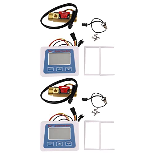 Cusstally 2 x Digitaler Durchfluss-Sensor, Anzeige mit Flüssigkristallen, Messgerät zur Aufzeichnung Zeit Temperatur des Rotameters mit Durchfluss-Sensor von Cusstally