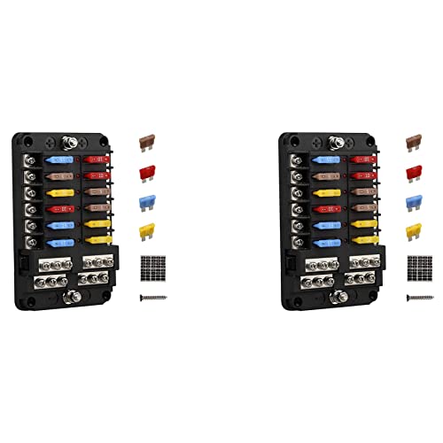 Cusstally 2 x Sicherungsplatte 12 V 12 Wege mit Sicherungskasten am Boden und 12 V von Cusstally