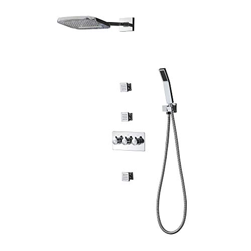 Cusstally 4-Funktions-Regendusche-Set, heißer und kalter Wasserhahn aus poliertem Chrom, massives Messing-Badezimmer-Duschset, Combo-Set mit 3 kleinen Seitenbrausen Badezimmer-Hardware Cusstally 4-Funktions-Regendusche-Set, heißer und kalter Wasserhahn aus poliertem Chrom, massives Messing-Badezimmer-Duschset, Combo-Set mit 3 kleinen Seitenbrausen Badezimmer-Hardware von Cusstally