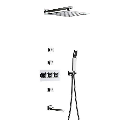 Cusstally 4-Funktions-Wandmontage mit heißem und kaltem Regenduschkopf, polierter Chrom-Wasserhahn, massivem Messing, Badezimmer-Duschset, Combo-Set, Fester Sockel Badezimmer-Hardware Cusstally 4-Funktions-Wandmontage mit heißem und kaltem Regenduschkopf, polierter Chrom-Wasserhahn, massivem Messing, Badezimmer-Duschset, Combo-Set, Fester Sockel Badezimmer-Hardware von Cusstally