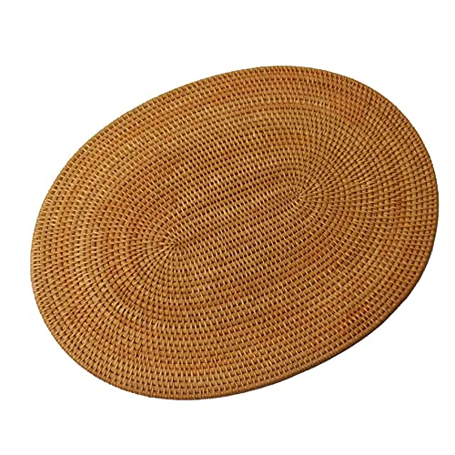 Cusstally Tischläufer, gewebt, Rattan, rund, oval, rutschfest, hitzebeständig, vielseitig, natürlich, 30 x 40 cm von Cusstally