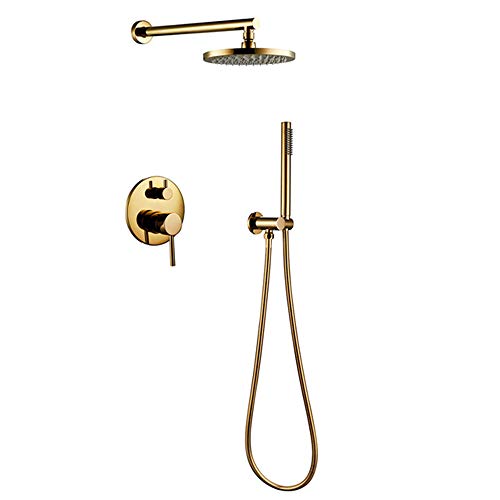 Cusstally Titan Gold Massives Messing Badezimmer Brausegarnitur 8-16 Zoll Duschkopf Wasserhahn Wandmontage Brausearm Mischbatterie Wasserset, 8 Zoll Badezimmer-Hardware Cusstally Titan Gold Massives Messing Badezimmer Brausegarnitur 8-16 Zoll Duschkopf Wasserhahn Wandmontage Brausearm Mischbatterie Wasserset, 8 Zoll Badezimmer-Hardware von Cusstally