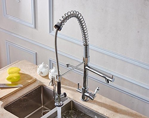 Cusstally Wasserhähne, Küche herausziehbar mit Spray Reines Wasser Küchenarmatur 3-Wege-Doppelfunktionsfüller Küchenarmatur 3-Kopf-Hahn for Wasserfilter Badezimmer-Hardware von Cusstally