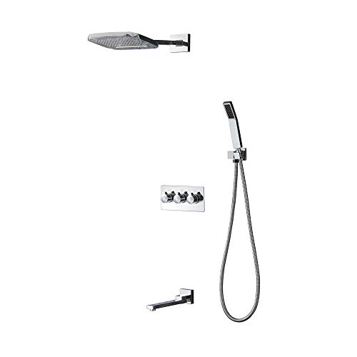 Heißes und kaltes 4-Funktions-Regendusche-Set, polierter Chrom-Wasserhahn aus massivem Messing, Badezimmer-Duschset, Combo-Set mit quadratischem, um 180 Grad drehbarem Auslauf Badezimmer-Hardware Heißes und kaltes 4-Funktions-Regendusche-Set, polierter Chrom-Wasserhahn aus massivem Messing, Badezimmer-Duschset, Combo-Set mit quadratischem, um 180 Grad drehbarem Auslauf Badezimmer-Hardware von Cusstally
