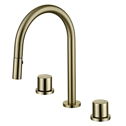 Waschbecken Wasserhahn mit ausziehbarem Sprüher, Badezimmer Wasserhahn 360° drehbarer Waschtischmischer Messing Waschbecken Wasserhahn Deck montierter Waschtisch Wasserhahn, 2 Sprühmodi, Doppelgriff 3 Waschbecken Wasserhahn mit ausziehbarem Sprüher, Badezimmer Wasserhahn 360° drehbarer Waschtischmischer Messing Waschbecken Wasserhahn Deck montierter Waschtisch Wasserhahn, 2 Sprühmodi, Doppelgriff 3 von Cusstally