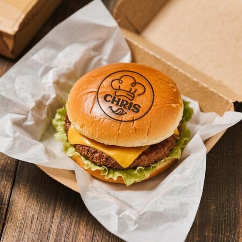 Brandeisen mit Logo – personalisierter Burger-Stempel, Hamburgerbrötchen-Logo, Lebensmittelwerkzeuge für kleine Unternehmen Brandeisen mit Logo – personalisierter Burger-Stempel, Hamburgerbrötchen-Logo, Lebensmittelwerkzeuge für kleine Unternehmen von Custom System